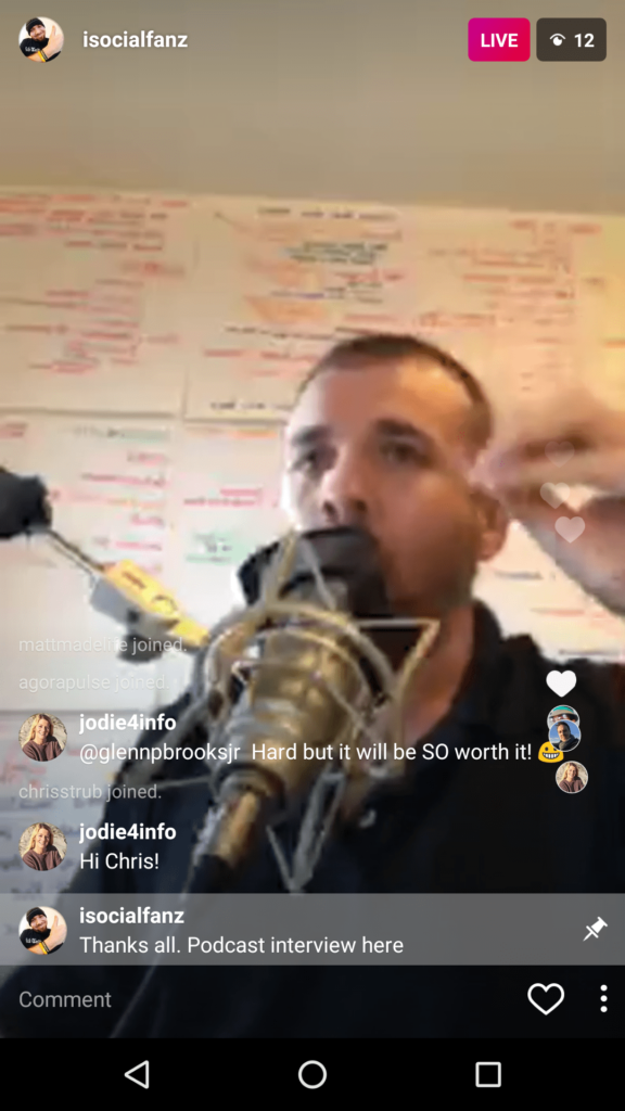 instagram live pinned post