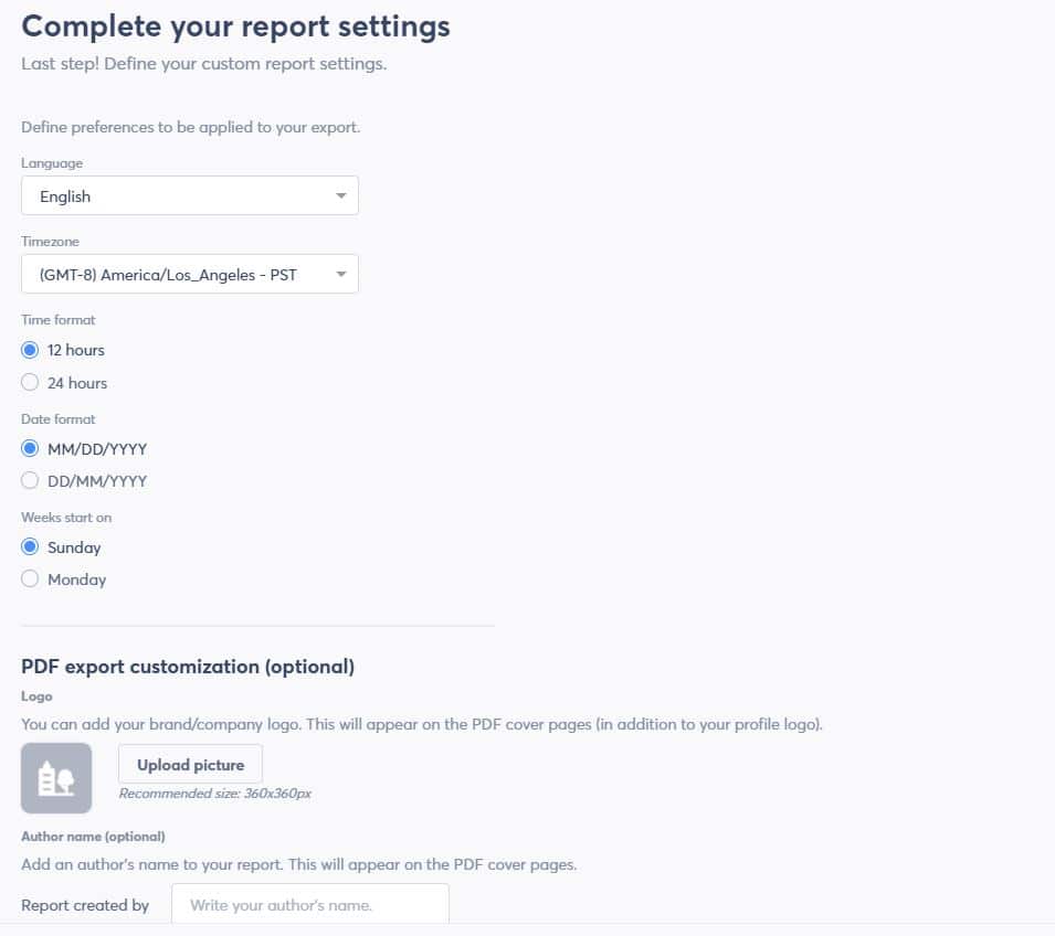 complete report settings