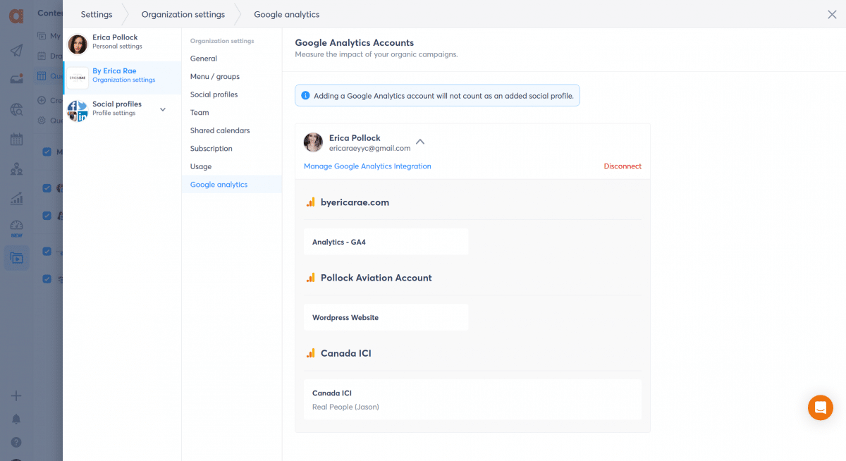Google Analytics Settings in Agorapulse vs SocialBee