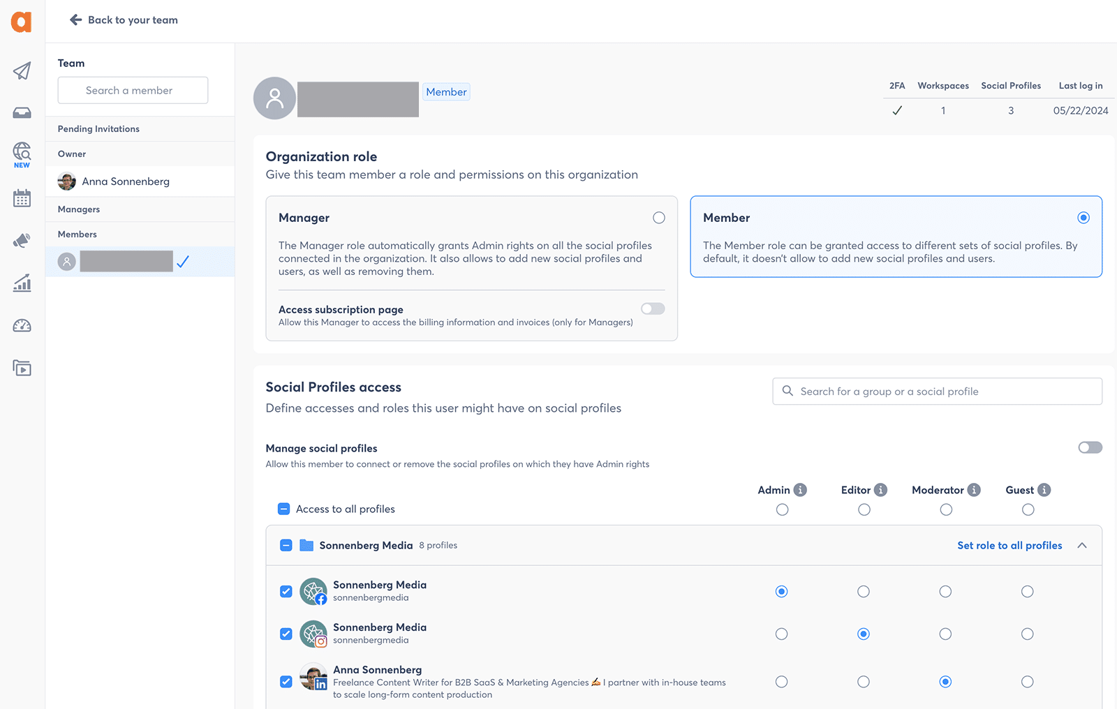 Agorapulse user permissions