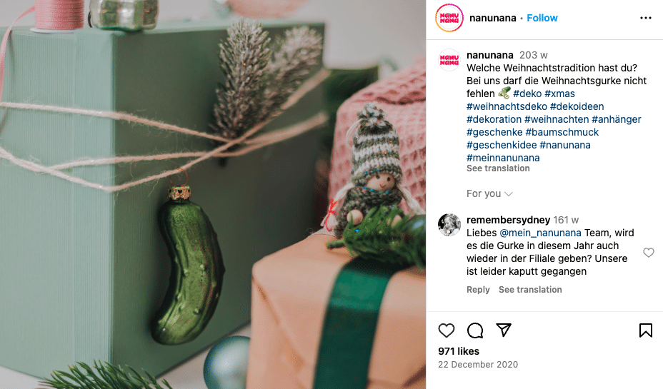 Social Media für den Einzelhandel: Nanunana Weihnachtstradition